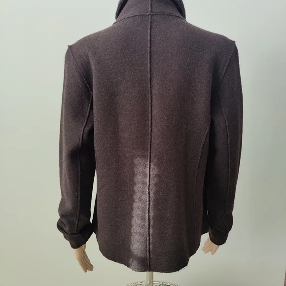 Eileen Fisher Women's Felted Doubleknit Brown Merino Wool Blazer - Picture 7 of 8